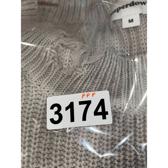 Superdown Ella Distressed Gray Tie-Dye Cropped Knit Sweater Size Medium - Picture 11 of 11